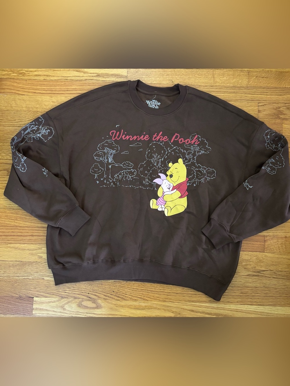 Disney Winnie the Pooh Sweatshirt Women’s XL Brown Crewneck Cartoon Graphic New